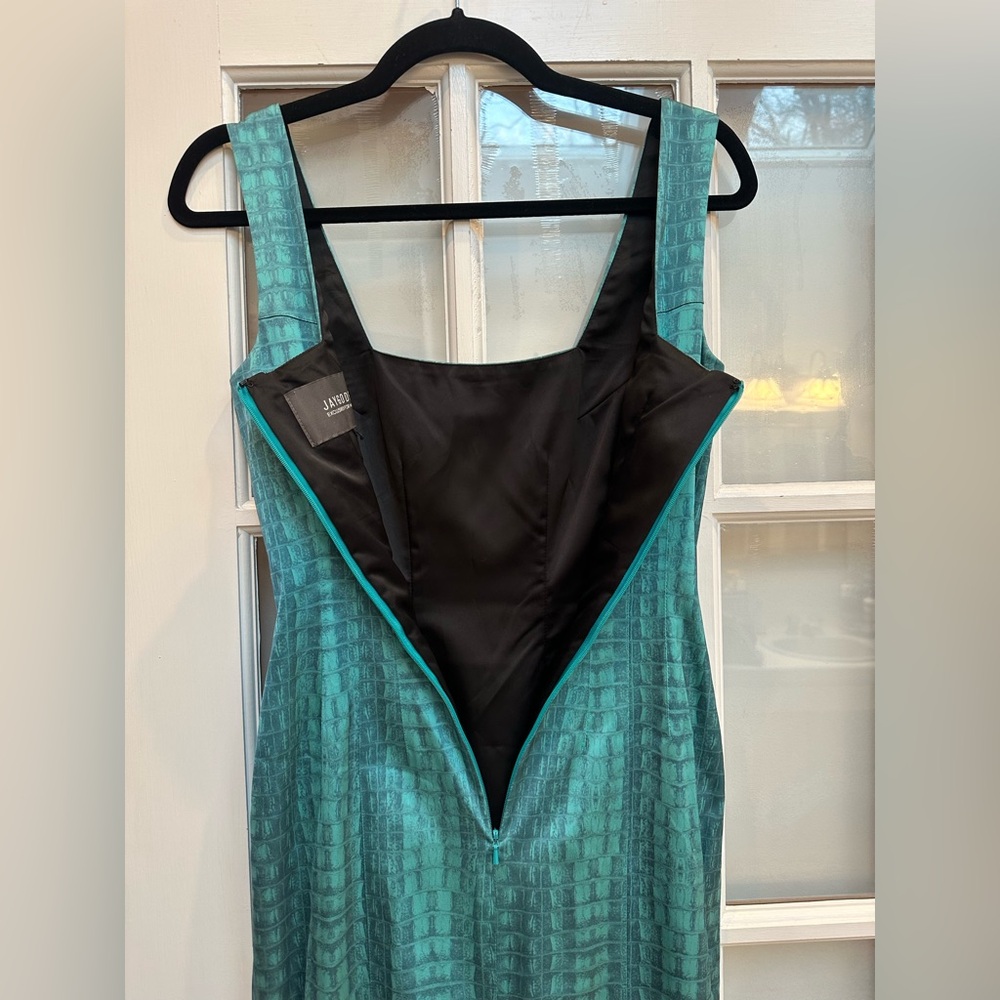 Jay Godfrey Teal Python Print Silky Smooth Fitted… - image 6